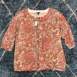 New Talbots Multicolor Paisley cardigan size 2xL petite